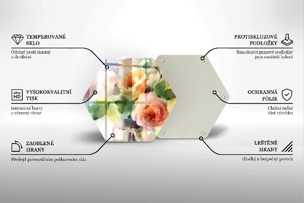 Deska szklana do kuchni Malowane kwiaty