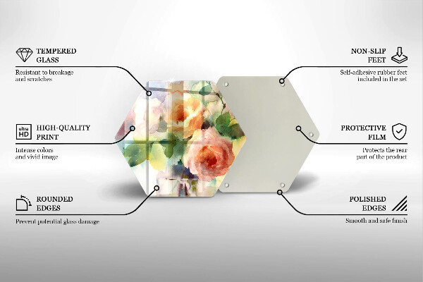Deska szklana do kuchni Malowane kwiaty
