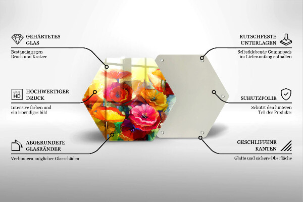 Deska szklana do kuchni Malowane kolorowe kwiaty