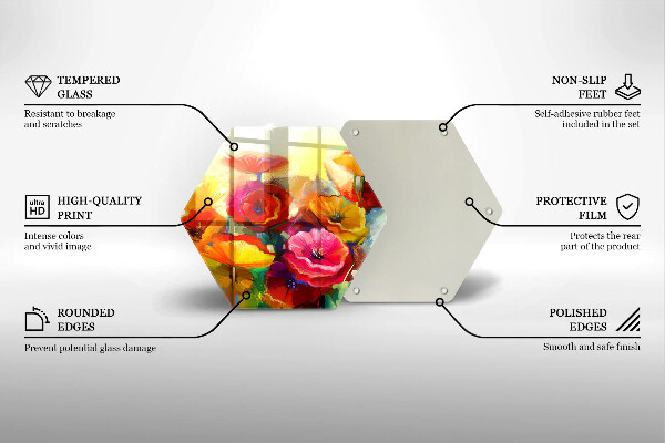 Deska szklana do kuchni Malowane kolorowe kwiaty