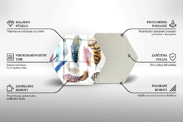 Deska szklana do kuchni Kolorowe ptasie piórka