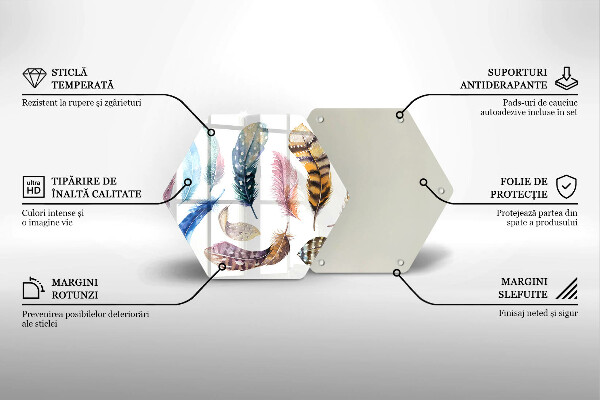 Deska szklana do kuchni Kolorowe ptasie piórka