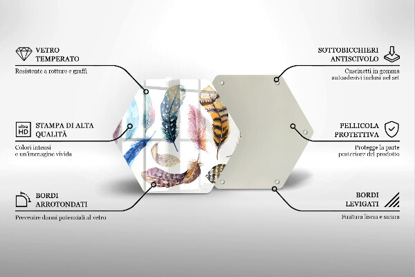 Deska szklana do kuchni Kolorowe ptasie piórka
