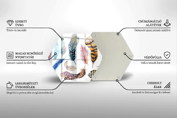 Deska szklana do kuchni Kolorowe ptasie piórka