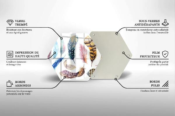 Deska szklana do kuchni Kolorowe ptasie piórka