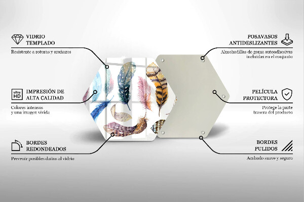 Deska szklana do kuchni Kolorowe ptasie piórka