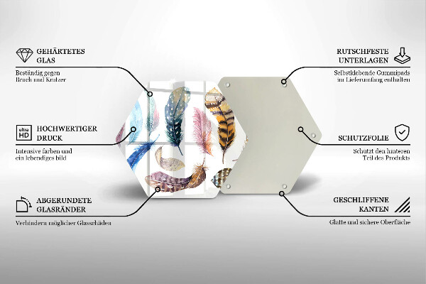 Deska szklana do kuchni Kolorowe ptasie piórka