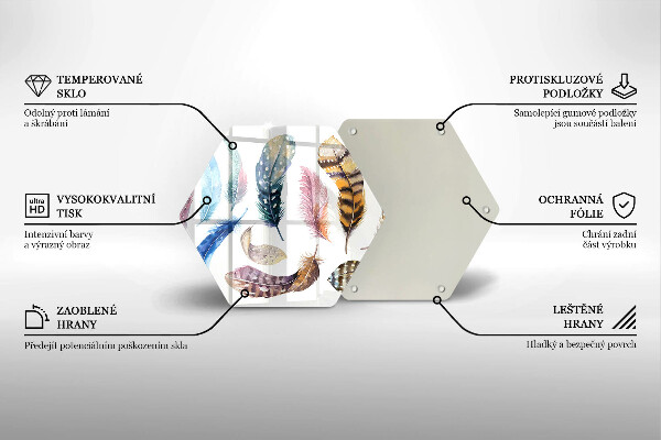 Deska szklana do kuchni Kolorowe ptasie piórka