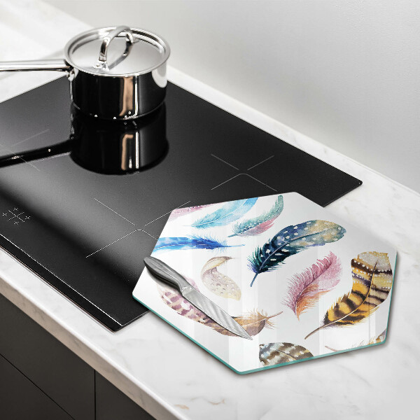 Deska szklana do kuchni Kolorowe ptasie piórka