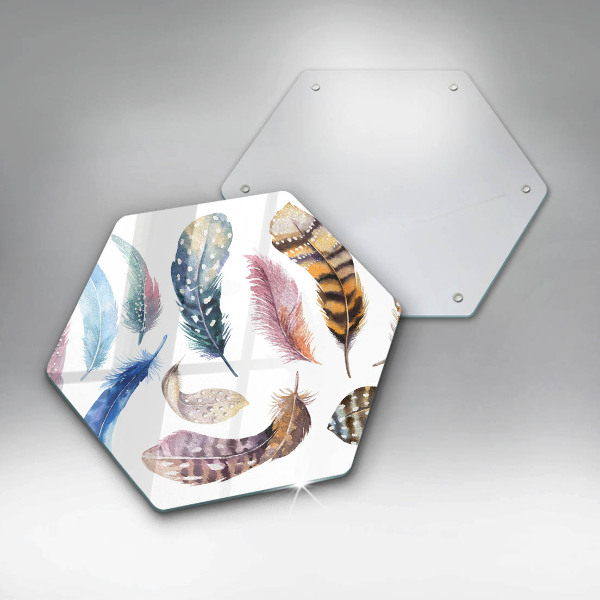 Deska szklana do kuchni Kolorowe ptasie piórka