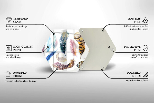 Deska szklana do kuchni Kolorowe ptasie piórka