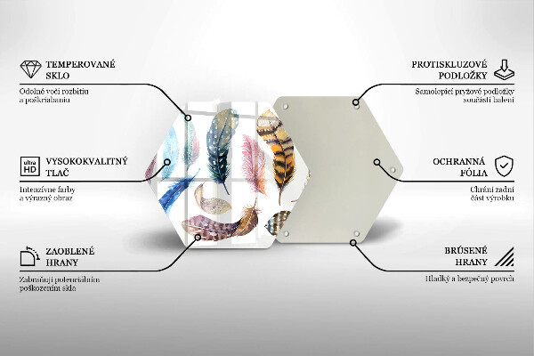 Deska szklana do kuchni Kolorowe ptasie piórka
