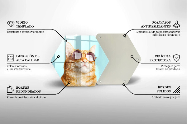 Deska szklana do kuchni Rudy kot w okularach