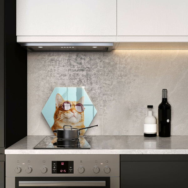 Deska szklana do kuchni Rudy kot w okularach