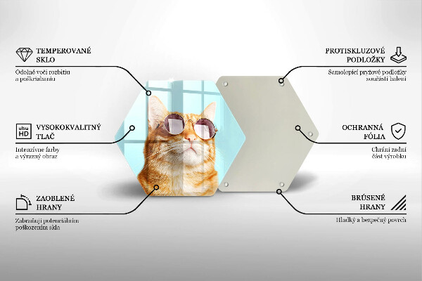 Deska szklana do kuchni Rudy kot w okularach