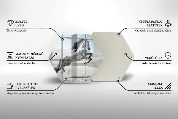 Deska szklana do kuchni Biały koń rumak