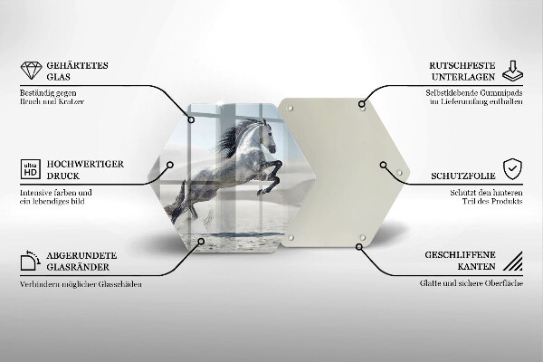 Deska szklana do kuchni Biały koń rumak