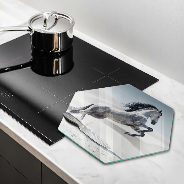 Deska szklana do kuchni Biały koń rumak