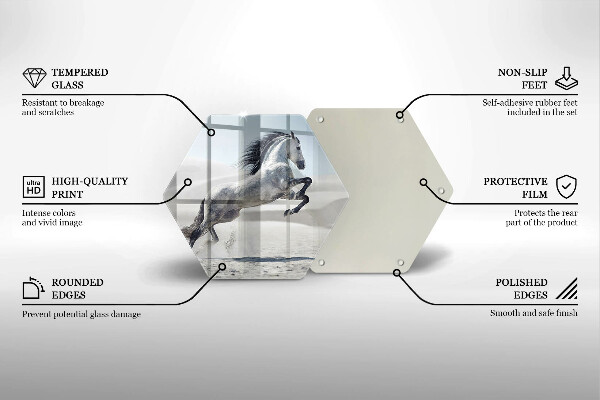 Deska szklana do kuchni Biały koń rumak
