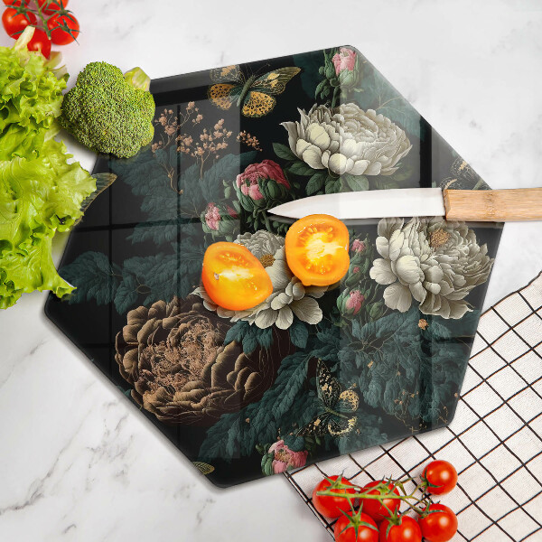 Deska kuchenna Vintage kwiaty piwonii