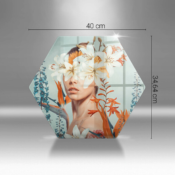 Deska szklana do kuchni Kobieta w kwiatach