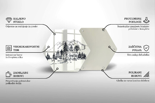 Deska szklana do kuchni Rysunek domek w górach