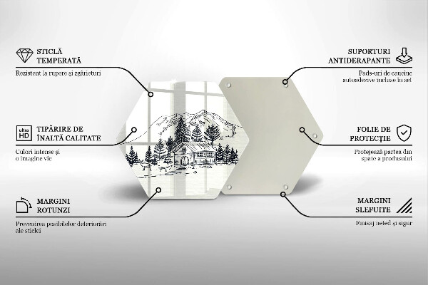 Deska szklana do kuchni Rysunek domek w górach