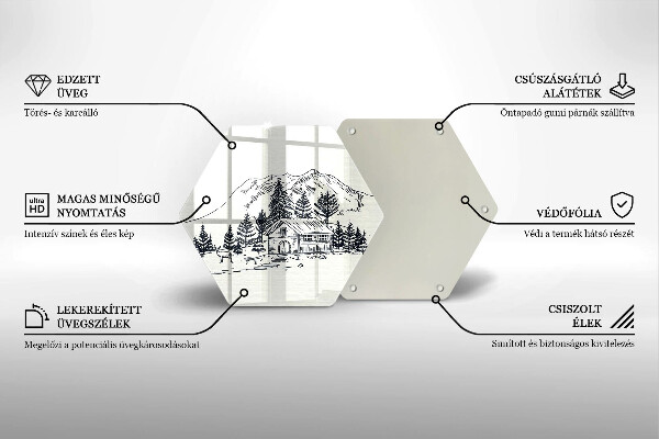 Deska szklana do kuchni Rysunek domek w górach