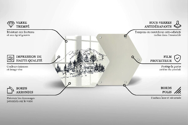 Deska szklana do kuchni Rysunek domek w górach