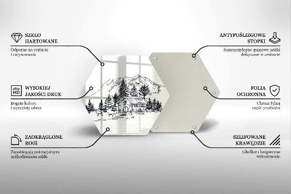 Deska szklana do kuchni Rysunek domek w górach