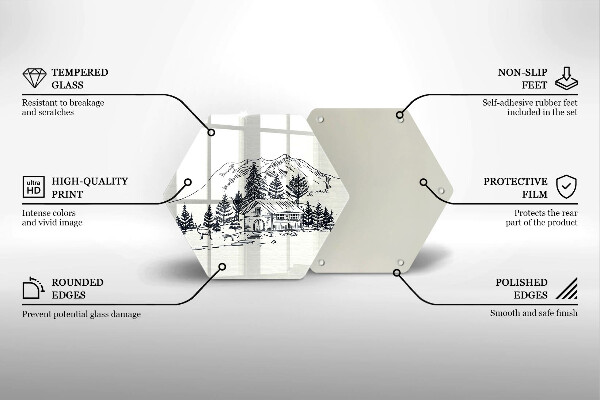 Deska szklana do kuchni Rysunek domek w górach