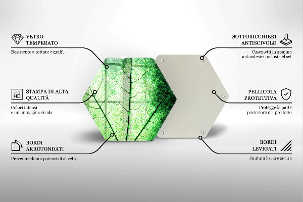 Deska szklana do kuchni Liść ozdobny żyłki
