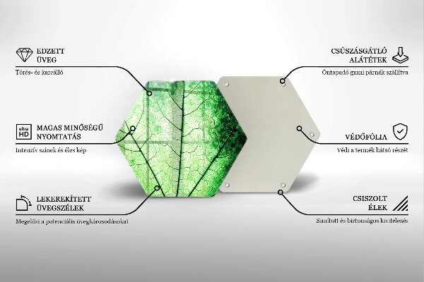 Deska szklana do kuchni Liść ozdobny żyłki