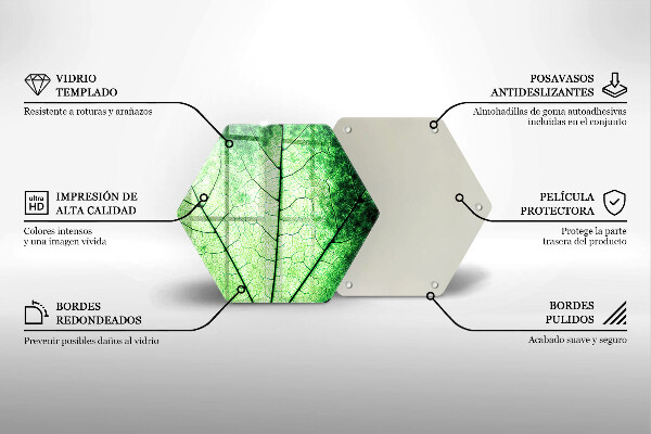Deska szklana do kuchni Liść ozdobny żyłki