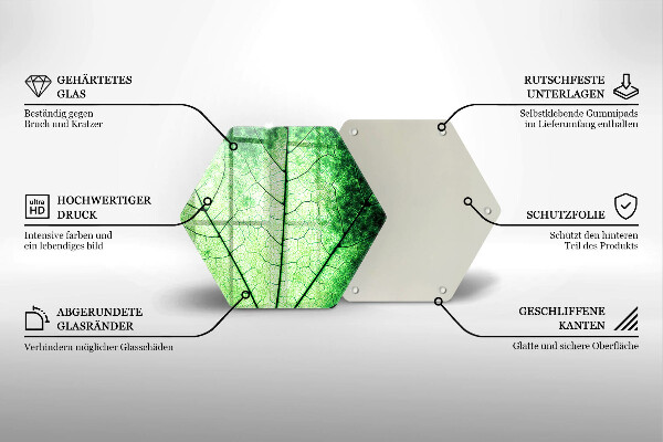 Deska szklana do kuchni Liść ozdobny żyłki