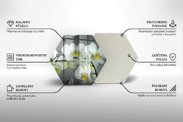 Deska szklana do kuchni Kwiaty biała orchidea