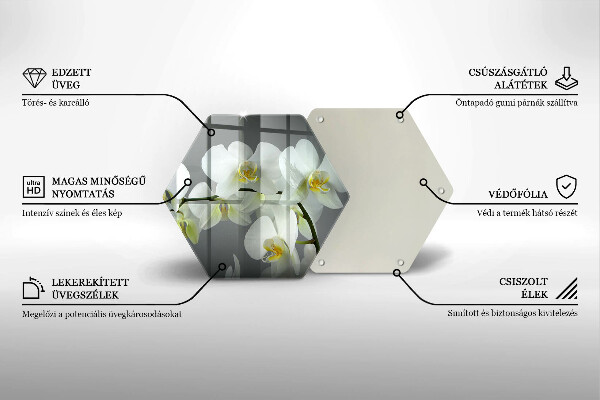 Deska szklana do kuchni Kwiaty biała orchidea
