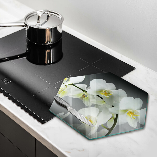 Deska szklana do kuchni Kwiaty biała orchidea
