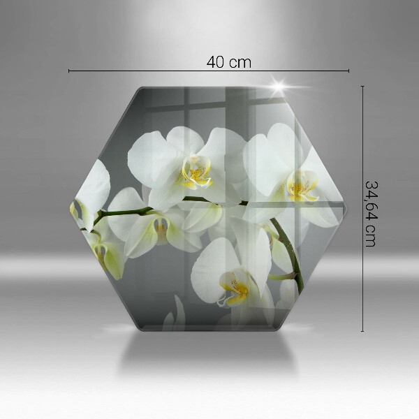 Deska szklana do kuchni Kwiaty biała orchidea