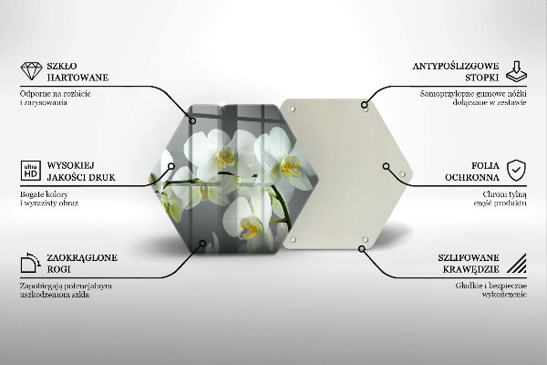 Deska szklana do kuchni Kwiaty biała orchidea