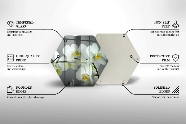 Deska szklana do kuchni Kwiaty biała orchidea