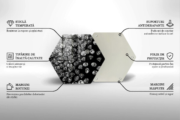 Deska szklana do kuchni Brylanty diamenty