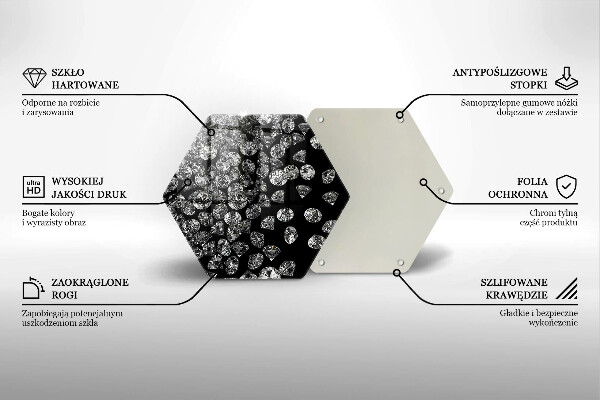 Deska szklana do kuchni Brylanty diamenty