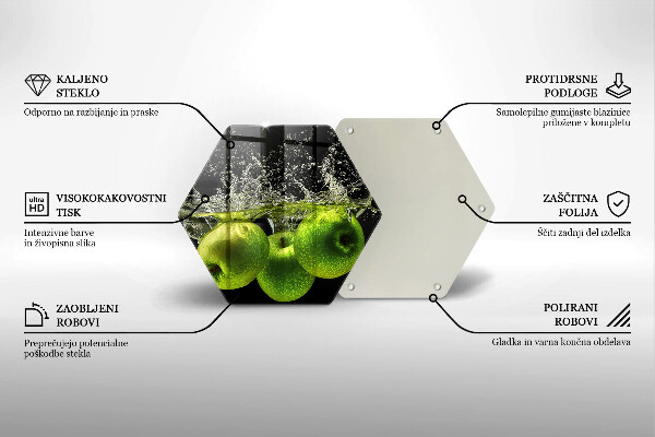Deska szklana do kuchni Zielone jabłka i woda