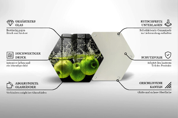 Deska szklana do kuchni Zielone jabłka i woda