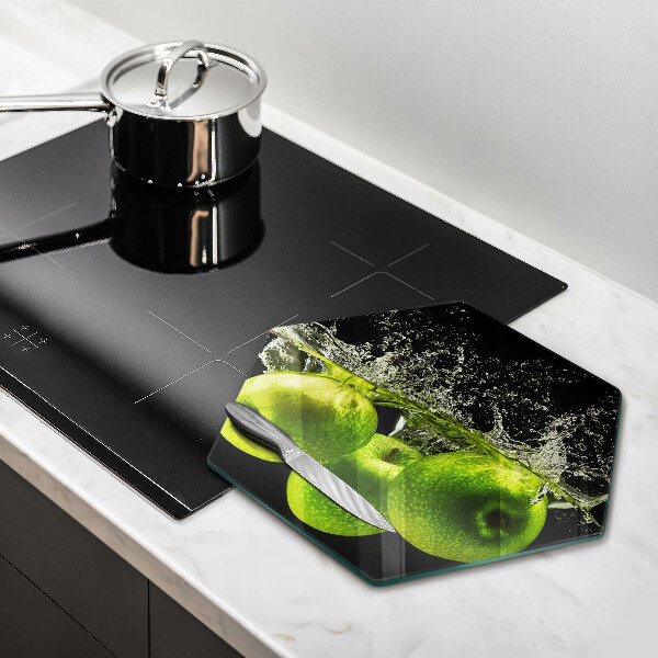 Deska szklana do kuchni Zielone jabłka i woda