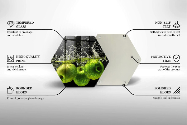 Deska szklana do kuchni Zielone jabłka i woda