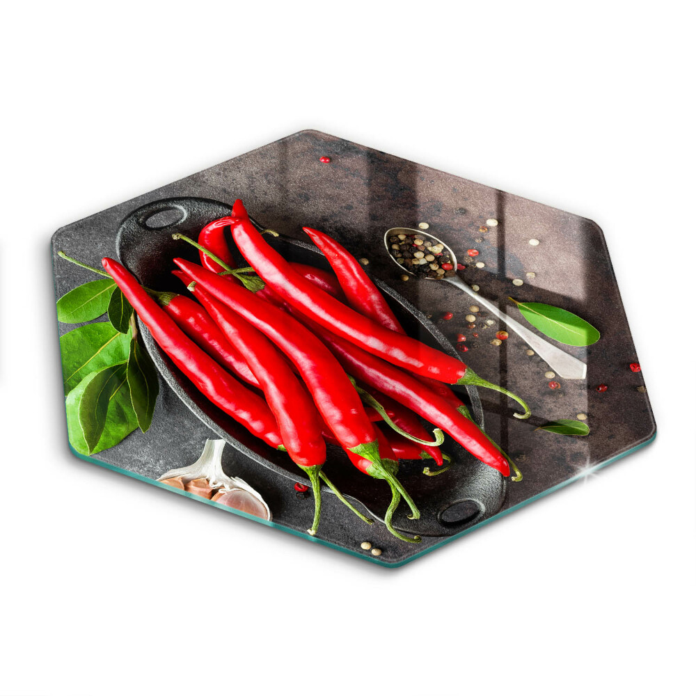 Deska szklana do kuchni Czerwone papryczki chili