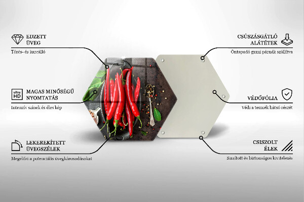 Deska szklana do kuchni Czerwone papryczki chili