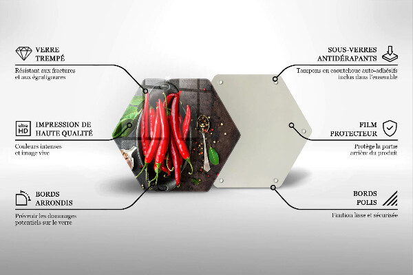 Deska szklana do kuchni Czerwone papryczki chili